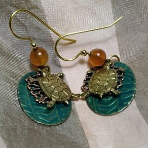 Silver Forest Turtle Earrings